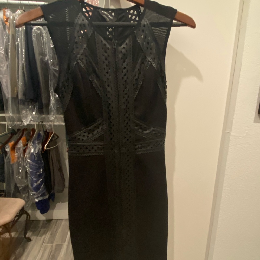 Black zip up fitted Bebe dress